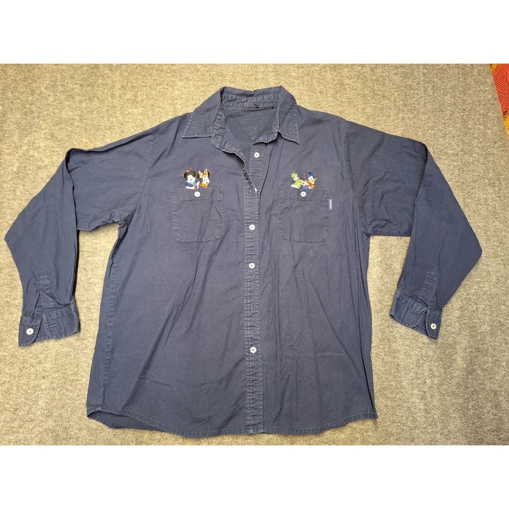 Mickey Unlimited Women's Navy Blue Long Sleeve Vintage Button Shirt Cut Tag Read